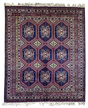 7x5 Afghan Caravan Collection Rug – Tribal Red & Black Wool