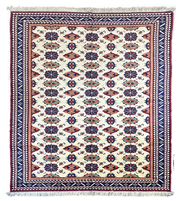 7x10 Afghan Caravan Collection Rug – Tribal Red & Black Wool