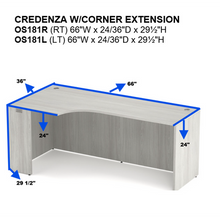 OfficeSource | OS Laminate | Credenza with Left Corner Extension - 66''W