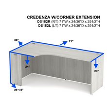 OfficeSource | OS Laminate | Credenza with Left Corner Extension - 71''W