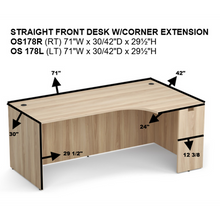 OfficeSource | OS Laminate | Left Desk Shell with Corner Extension