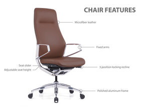 OfficeSource | Veneto | Executive High Back Chair with Polished Aluminum Frame